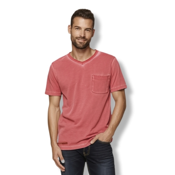 7 For All Mankind Other - 7 For All Mankind Boys' Mineral Wash V-Neck Knit Jersey Pocket T-Shirt-Red
